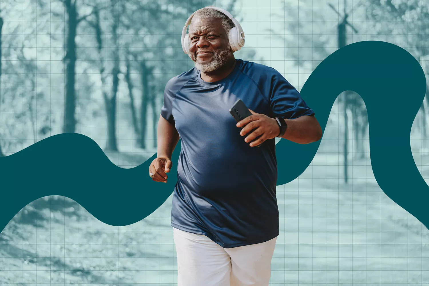 a photo of a man jogging outside